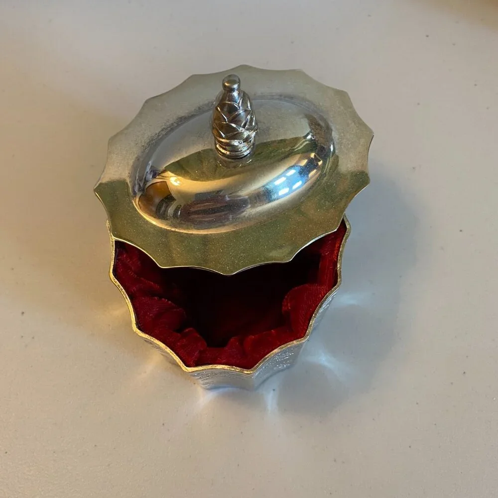 VTG 1991 Godinger Silver Plated Paul Revere Trinket Box with Red Velvet Lining